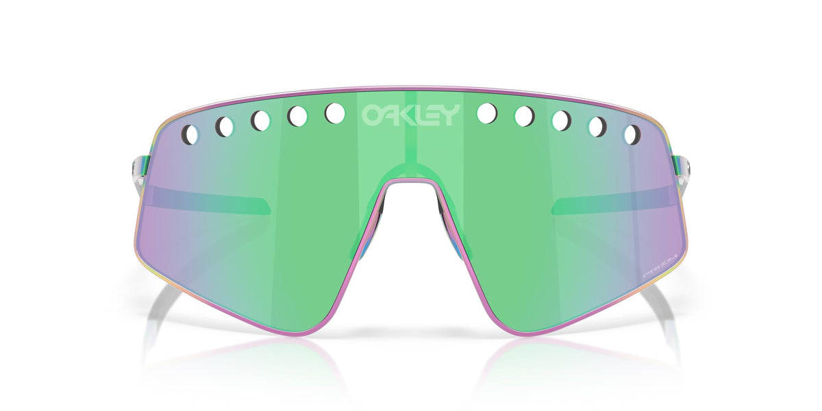 Oakley Sunglasses for Men - OO6025 Sutro TI Sweep Sunglasses with Rimless Titanium Frames PRIZM Lenses -Polished Oil Slick/PRIZM Road Jade - Size 38