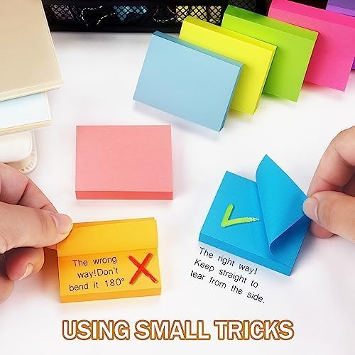 Winner Aura Sticky Notes 1.5x2 inch Bright Colors Self-Stick Pads 8 Pads/Pack 100 Sheets/Pad Total 800 Sheets