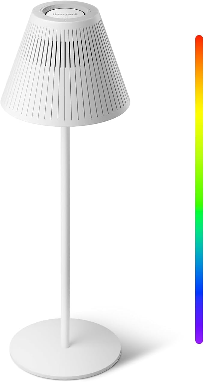 Honeywell M1 Cordless Small Table Lamp Rechargeable, 5200mAh Battery Operated LED Table Lamp, 4 Color 9RGB Stepless Dimmable Touch Control Night Light for Bedroom Restaurant Bedside (1, White)