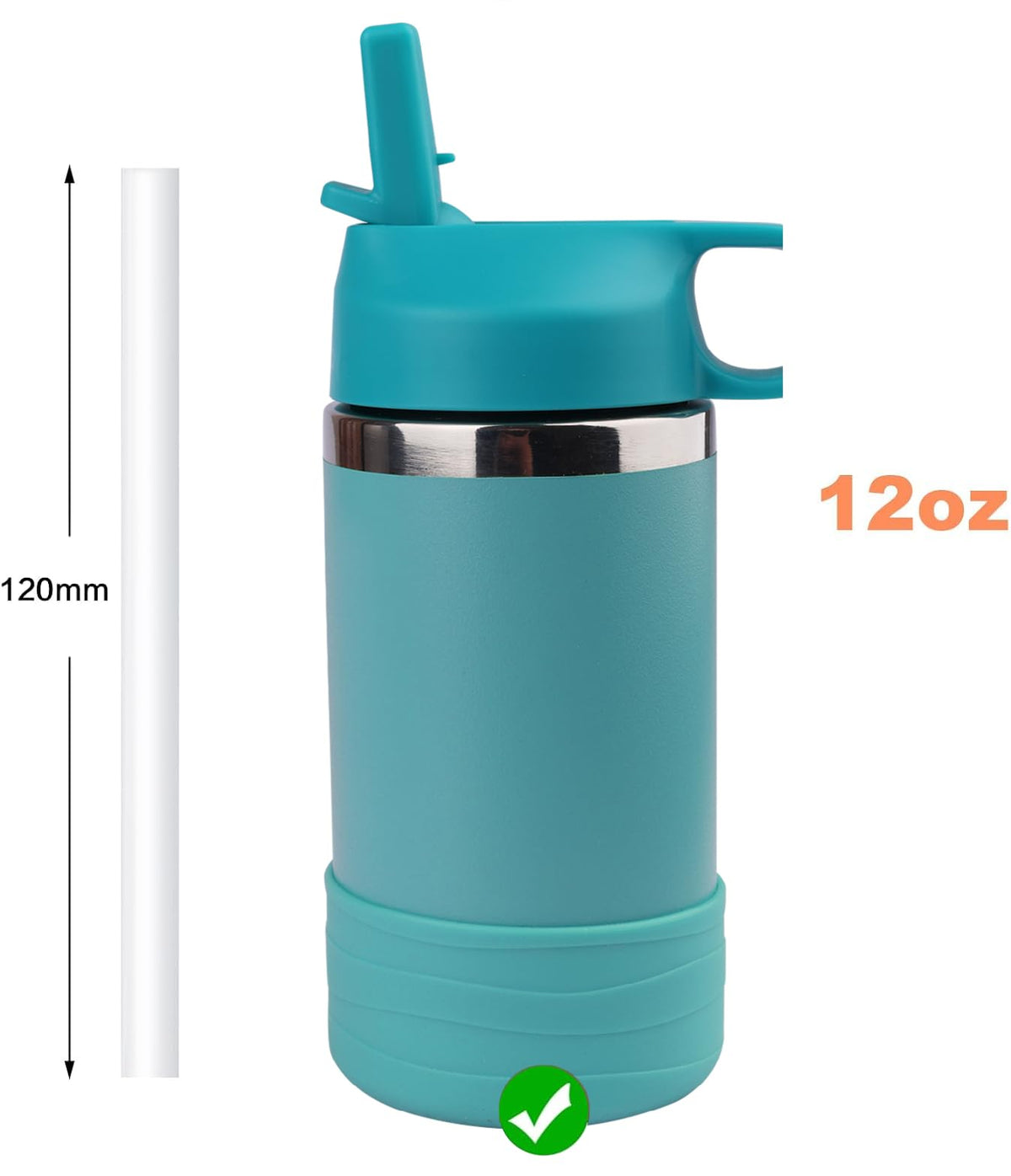 Reusable Replacement Straws Compatible with Hydro Flask Wide Mouth 12oz Kids Water Caps-6 Pack BPA Free Straws and Pack Straw Brush