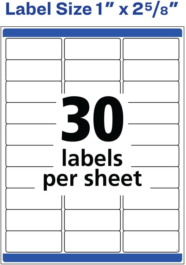 Avery Waterproof Sticker Labels, 1 x 2-5/8 Inch Mailing Labels, Ultrahold Permanent Adhesive, 7,500 Labels (5520)