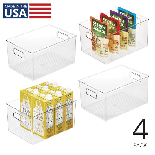 iDesign Pantry Organizer Bins with Handles - Storage Bins for Cabinets or Fridge - Set of 4 - Clear - style: Pack of 4