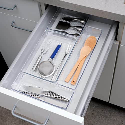 Oggi Clear Drawer Organizer - 3" X 6"- Ideal for Organizing Kitchen Drawers, Office, Desk, Silverware, Kitchen Utensils, Cosmetics and Bathrooms (Pack of 2) - size: 3" by 6" (Pack of 2)