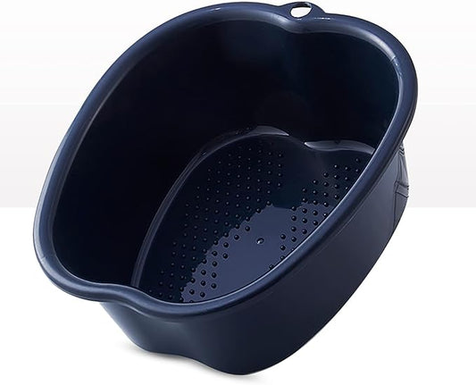 Foot Soaking Bath Basin: Plastic Foot Spa Basin for Soaking Feet - Foot Soaking Tub with Massage Dots - Roomy Foot Soak Bucket for Water Spa and Foot Massage (Black)