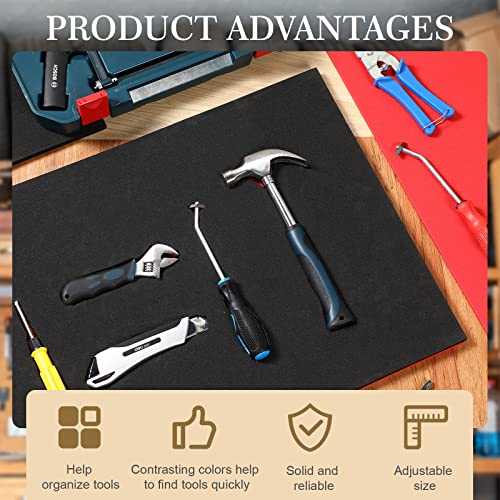 3 Sets Tool Box Shadow Foam Organizers Liner Adjustable Inserts Foam Non Slip Liner Mat for Tool Box, Cabinet and Chest Drawers, Black Top and Red Bottom(16 x 22 Inch)