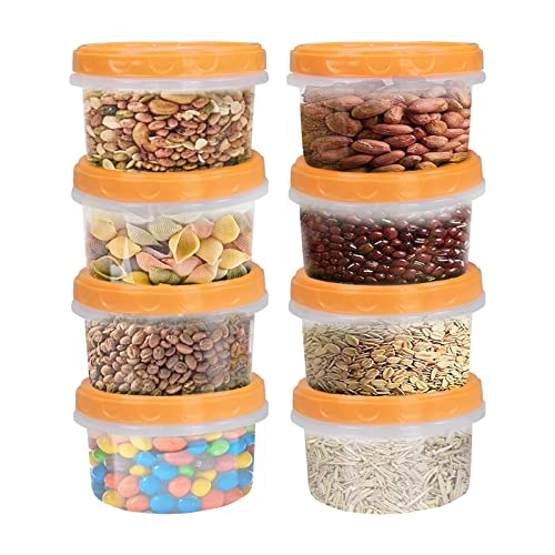 Jucaifu 8 Pack 8 Ounce reuseable small plastic freezer storage container jars with screw lid for food snacks lunch Yellow - color: Yellow(8PCS)