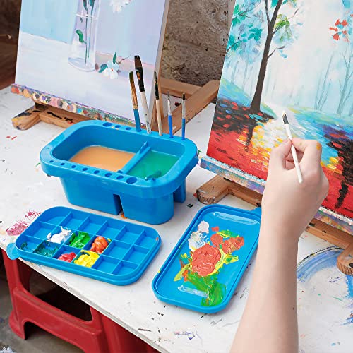 MyLifeUNIT Paint Brush Cleaner, Paint Brush Holder and Organizers with Palette for Acrylic, Watercolor, and Water-Based Paints (Royal Blue) - color: Royal Blue