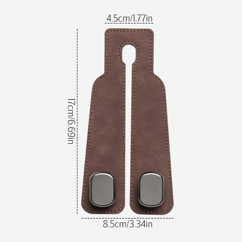 Headrest Hooks for Car, 2026 New Car Seat Back Storage Hook for Headrest, Double Hook Car Hooks for Purses and Bags Cute Leather Headrest Hanger Seat Back Organizer (Brown)