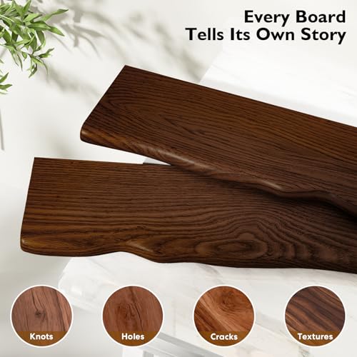 Solid Wood Live Edge Floating Shelves Set of 2 – 24" Rustic Wall Shelf with Hidden Bracket System, Wall Mounted Shelves for Bathroom, Kitchen, Living Room, Bedroom (Walnut) - color: Walnut, size: 24 inch - 2pcs