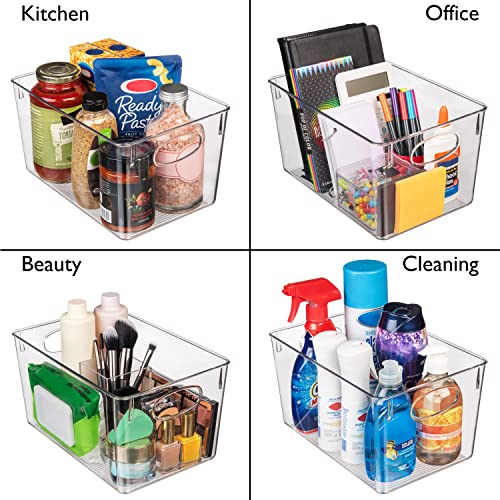 CLEARSPACE Plastic Storage Bins With lids – Perfect Kitchen Fridge Organizer, Pantry Organization, Cabinet Organizers (4 Pack) - size: 11"L x 7.5"W x 6"H