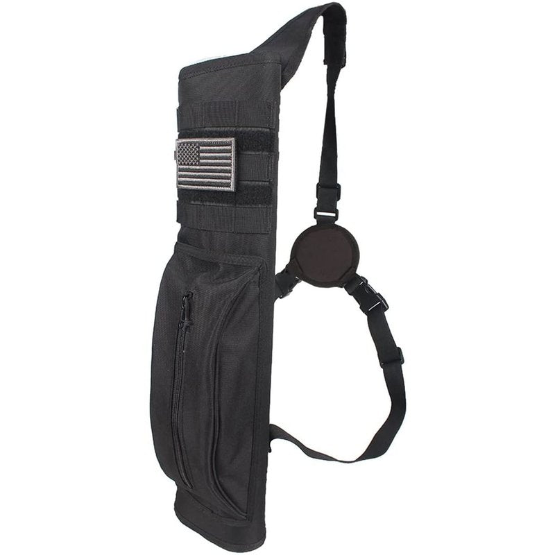 Kratarc Archery Multi-function Heavy Duty Back Arrow Quiver with Molle System Shoulder Hanged Target Shooting Quiver for Arrows (Black- for Right-handed)