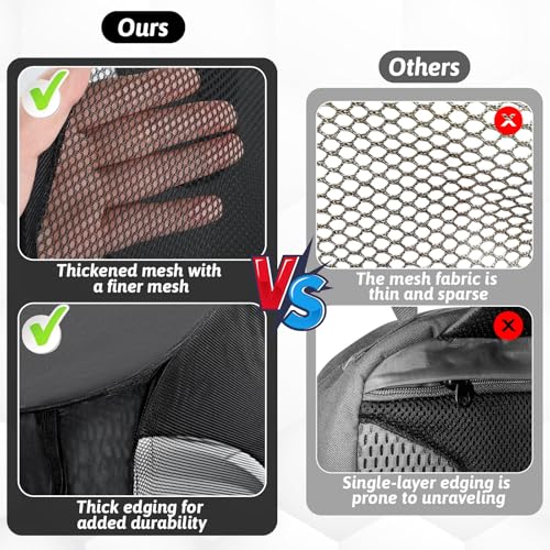 2 Pcs Mesh Popup Laundry Hampers, Opening Laundry Basket with Durable Handles, Breathable Dirty Clothes Hamper, Foldable Pop-up Mesh Hamper with a Small Side Pocket for Home, Laundring Room, Travel