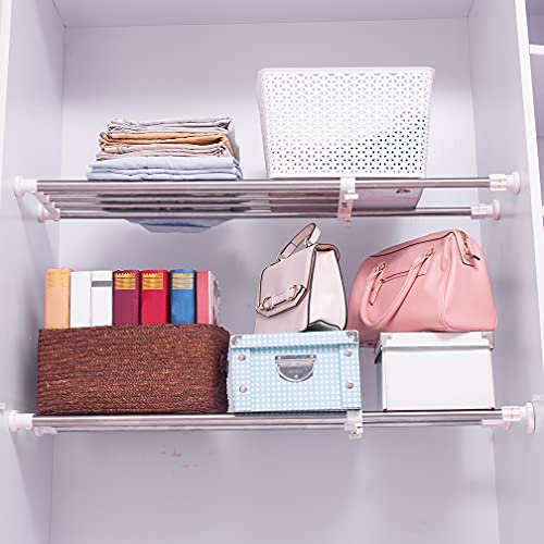 Hershii Expandable Closet Tension Shelf Rod Adjustable Storage Rack Heavy Duty DIY Organizer Divider for Wardrobe Cupboard Kitchen Bathroom - size: 69-91.5cm/27.16-36.02inches