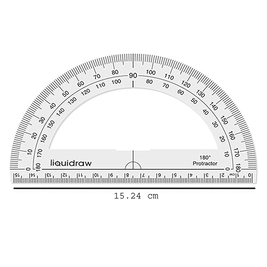 Liquidraw Geometry Set - 5 Piece | 2 x Set Square Triangle Ruler, Semi Circle Protractor, Circle Protractor, 12" Ruler | Professional Quality | Work or School Supplies | Mm & Inch Markings | Clear