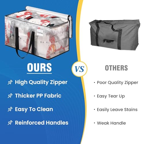 RoomHacks Clear Heavy Duty Extra Large Moving Bags, Reinforced Handle and Double Zipper, Storage Bags Alternative to Moving Box (2 Packs) - size: 125L- 2Packs