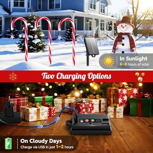 Christmas Decorations Outdoor, 24 Pack Solar Candy Cane Lights Christmas Yard Decorations with 10 Modes and Bright 144 LED, 28ft Longer Waterproof Candy Cane Pathway Lights Xmas Gift