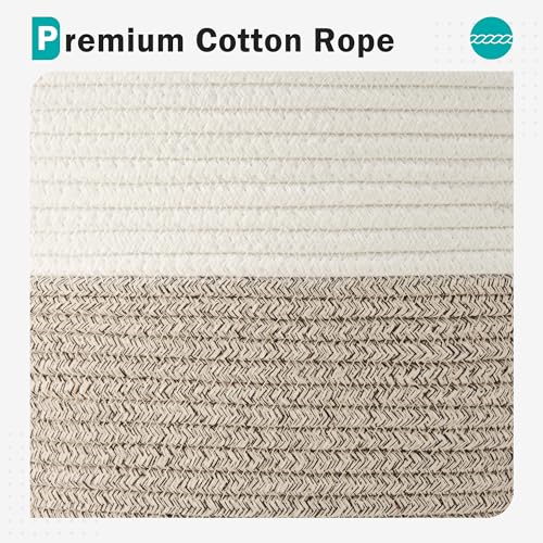 Cotton Rope Laundry Basket by YOUDENOVA, 58L Woven Collapsible Laundry Hamper, Clothes Hamper with Reinforced Handles in the Laundry Room, Bedroom, Bathroom, Brown - color: Brown, size: 58L