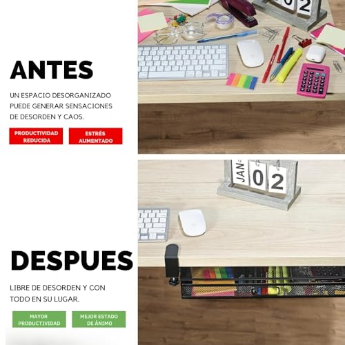 Under Desk Drawer Organizer Clamp-On, Mesh Metal Attachment, 1 Drawer Slide Out, On or Under Desk Organizer for Office Supplies & Home Essentials - size: 1 Drawer
