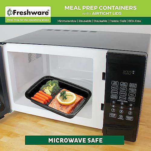Freshware Meal Prep Containers [150 Pack] 1 Compartment with Lids, Food Storage Containers, Bento Box, BPA Free, Stackable, Microwave/Dishwasher/Freezer Safe (24 oz) - size: 24OZ-150PK