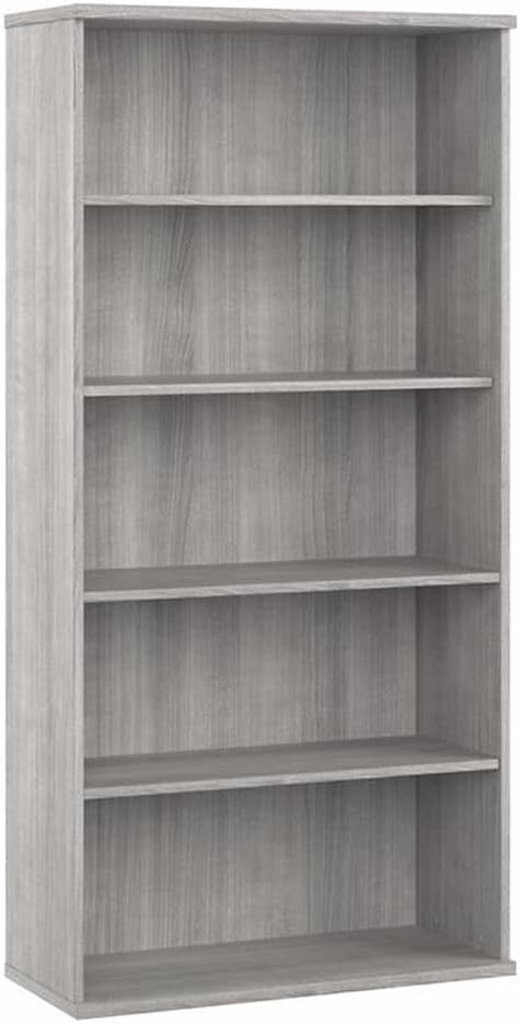 Bush Business Furniture Hybrid Tall 5 Shelf Bookcase in Platinum Gray