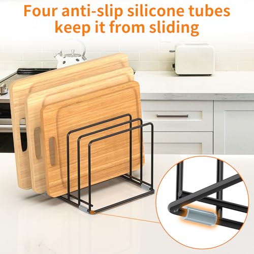 Cutting Board Organizer, Kitchen Cabinet Organizer, Divided Rack with 5 Slots for Baking Trays, Cutting Boards - Cookie sheet Organizer Inside Cabinet, Baking Sheets Holder (large) - style: 1PC(Large)
