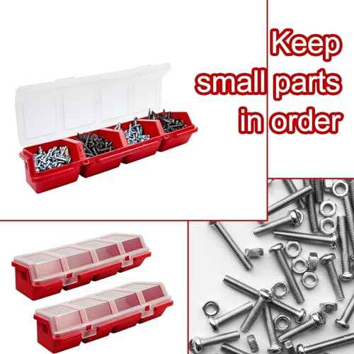 6 Pcs Screw Organizers Storage Bins with Lids, Plastic Stackable Hardware Organizer Box for Garage Nails/Craft Tool Organizing, Tool Cart Cabinet Workbench Drawers with Compartment Bolt Organizer