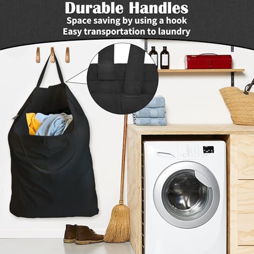 Canvas Laundry Bag 33"Wx 35"H, Thick Canvas Laundry Bag with Handles & Drawstring, Extra Large Heavy Duty Washable Basket Liner Hamper Liner Storage Sack (XL Black) - color: Black, size: XL 33"W x 35"H┃1 Pack