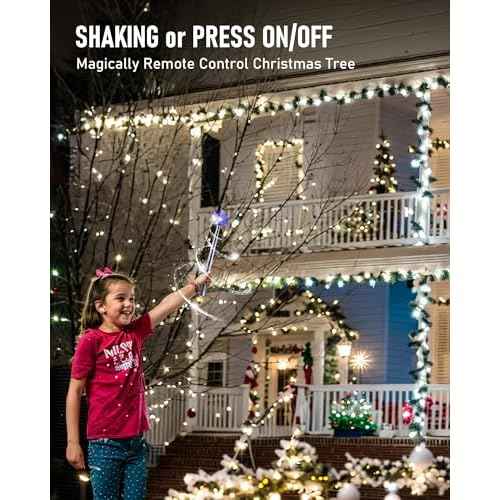 Magic Wand for Christmas Tree Light, Wireless Christmas Tree Wand Remote Control for Christmas String Lights and Decorations Lights Turn On and Off, Surprised for Kids Family Christmas Gift, 2 Sockets
