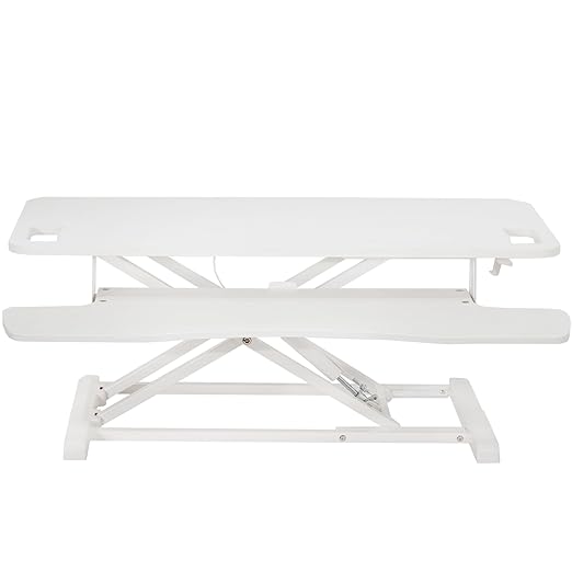 VIVO 38 inch Desk Converter, K Series, Height Adjustable Sit to Stand Riser, Dual Monitor and Laptop Workstation with Wide Keyboard Tray, White, DESK-V037KW