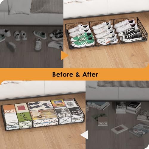 NADAMOO Large Under Bed Storage with Wheels, Low Profile Rolling Under Bed Storage Containers，Foldable Metal Under the Bed Organizer Bins for Bedroom，2 Packs - style: Pack of 2
