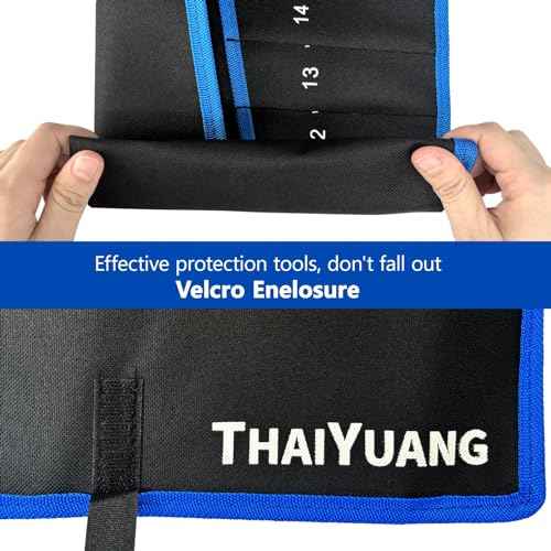 2-Pieces Roll Up Wrench Pouch SAE and Metric, Heavy Duty Canvas Tool Wrench Organizer Bag 10+12 Pockets (Only Pouch)