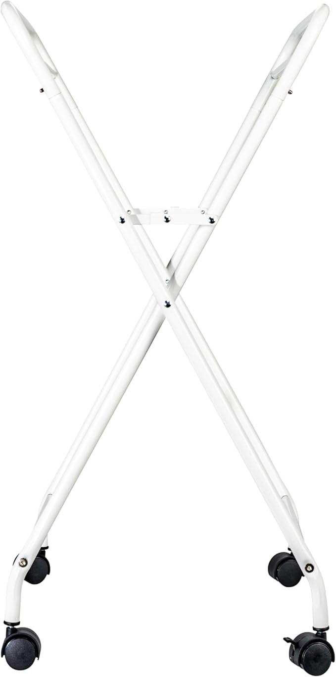 Household Essentials Rolling Laundry Hamper, Heavy Duty Canvas Bag, 2 Load Capacity, Foldable Frame, White Bag with Velcro Fasteners, White