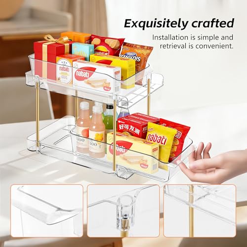 LAREKUN2pack 2-Tier Organizer & Storage Unit Stackable Bathroom Cabinet Organizer Pull-Out Kitchen Pantry Organizer & Storage System Suitable for Countertops, Pantries, Kitchens, Bathrooms - style: 2pack