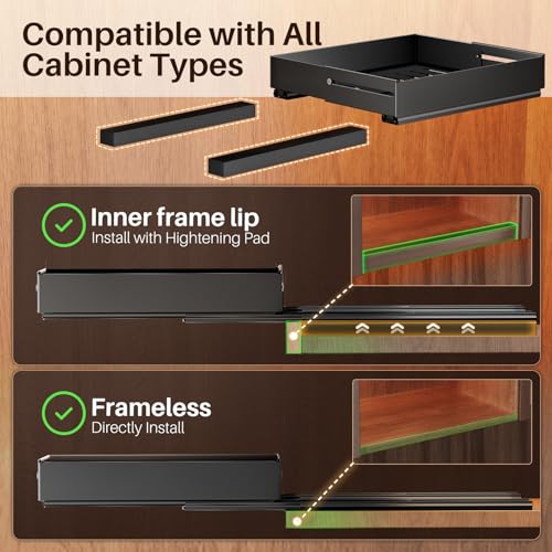 SNTD Pull Out Spice Rack for Upper Cabinet - Expandable Organizer with Smooth Ball Bearing Slides, No Drill Mounting Spice Storage for Kitchen (1 Pack, 4.1" to 7.2" W X 10" D X 2.2" H) - size: 4.1"W X 10"D X 2.1"H