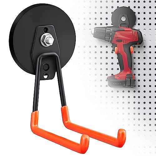 2Pcs Large Strong Magnetic Hooks for Hanging Heavy Duty, 3.5in Neodymium Magnet Storage Utility Hooks, Steel Long Magnetic Holder/Hanger Hook Organizer for Hanging Garage/Garden/Power Tools