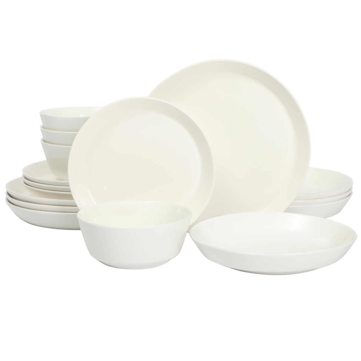 Gibson Home Melbourne White Plates and Bowls Set, 16 Piece Embossed Ceramic Dinnerware Set - Service for 4 Dishes - With Pasta Bowl
