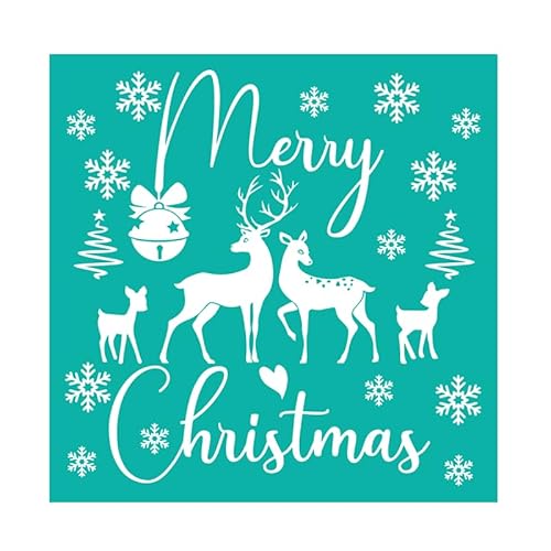 JAJADO Merry Christmas Silk Screen Stencils Elk Deer Xmas Holiday Reusable Silk Screen Transfers Screen Printing Stencils for Painting on Wood/Mup/Windows/Door, DIY Chrismtas Ornaments