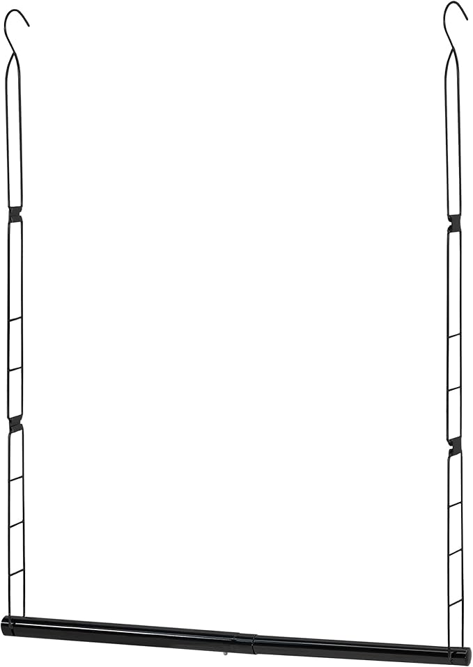 STORAGE MANIAC Hanging Closet Rod, Adjustable Width and Height Closet Hanging Organizer, Space-Saving Clothes Hanging Bar, Closet Extender Hanging Rod Double Closet Hanging Rod, 1 Pack Black