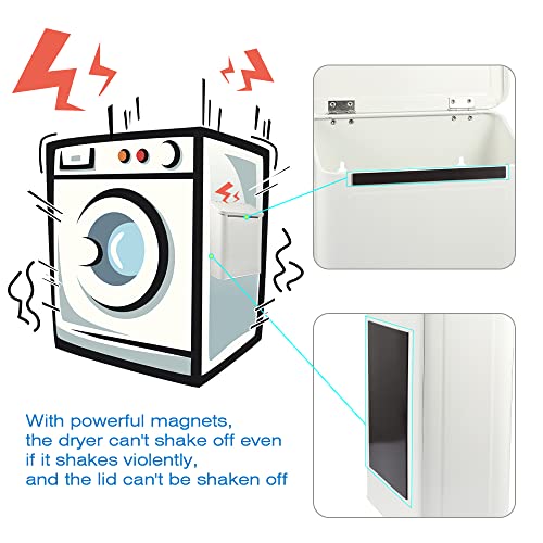 Picowe Magnetic Laundry Storage, Large Metal Lint Holder Bin with Lid for Laundry Room, Space-Saving Trash Container Hanging on Dryer, Washer or Wall Mount Trash Bin (White) - color: White