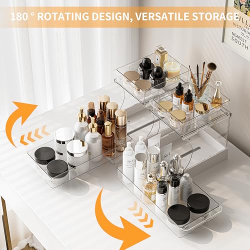 Jsyrjing Pull Out 2 Tier Organizer for Kitchen Bathroom and Cabinet Storage Rotating Pantry Rack Under Sink Organizer Clear and Durable Design 1 Pack - size: 1 Pack