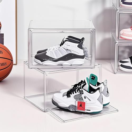 Clear Acrylic Display Case with Magnetic Lid-Dustproof Plastic Book Storage box,Clear Box,Purse Storage Organizer,Action Figure Display Case,Acrylic Sneaker Shoe Box(1 Pack) - style: 14.2"L x 8.7"W x 10.6"H - 1 Pack