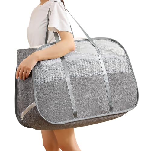 Collapsible Laundry Baskets with Easy Carry Handles, 95L Clothes Hamper for Storage, Foldable Laundry Basket Tear-proof, Large Pop Up Hampers for Laundry, Bedroom, Bathroom, Dorm Grey - style: Grey