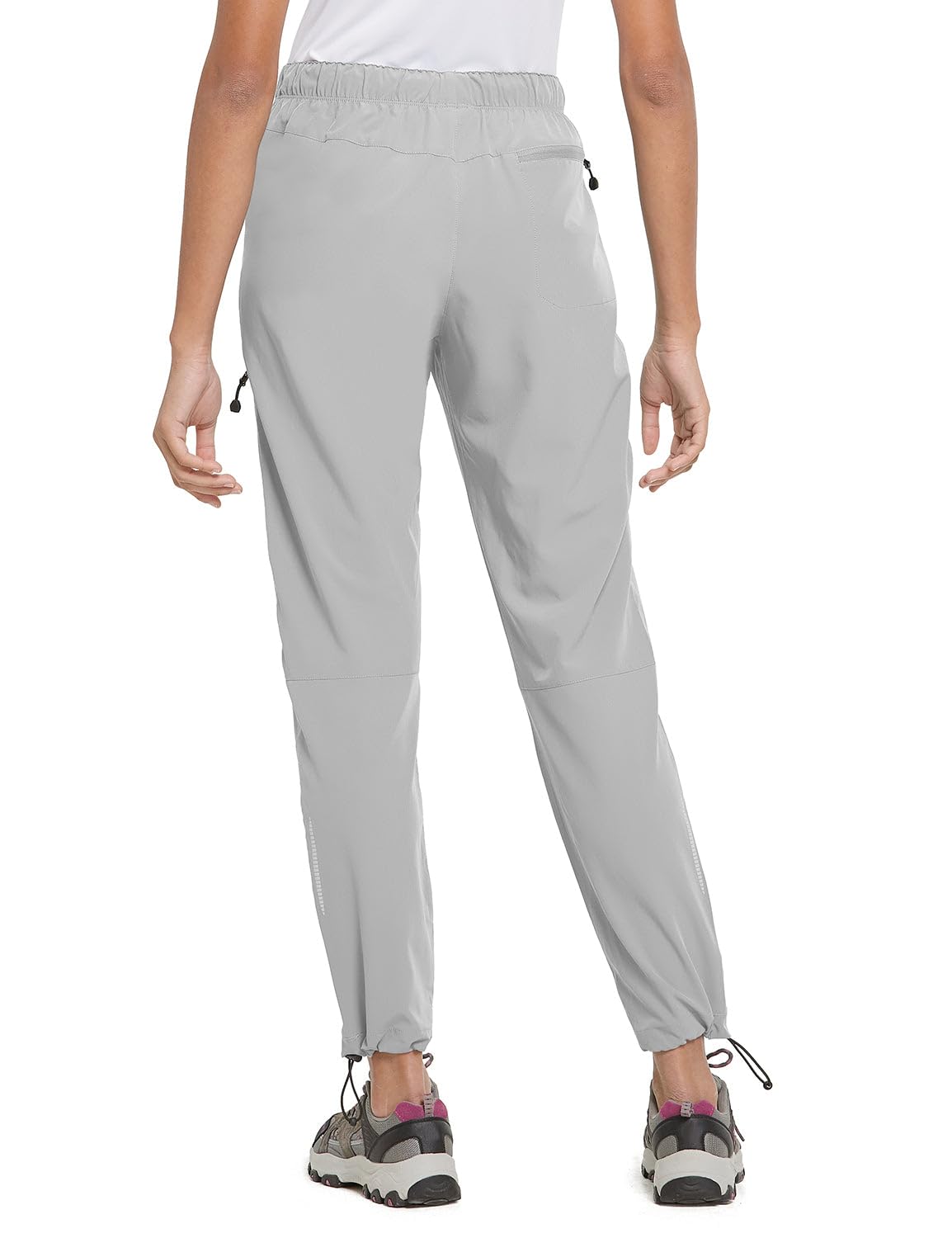 baleaf Women's Hiking Pants Quick Dry Water Resistant Lightweight Joggers Pant for All Seasons Elastic Waist Glacier Gray Size M