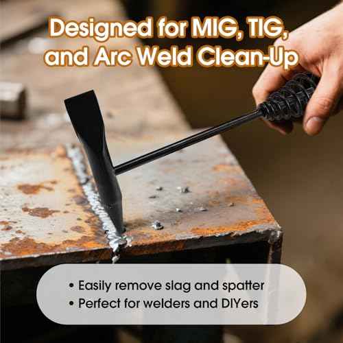 Chipping Hammer and Wire Brush Set ? 10.6 in Heavy Duty Welding Hammer with Spring Handle and Steel Bristle Brush, Welding Tools and Accessories for Weld Slag Removal