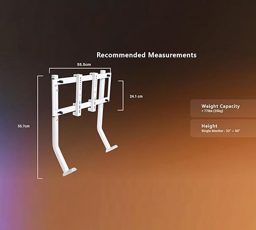 Thermaltake GR300 Racing Simulator Monitor Stand; Single Monitor or TV; 32" to 50" Screens; VESA Mounting; Powder Coated Steel; White; GSC-R3M-MDSLWH-01