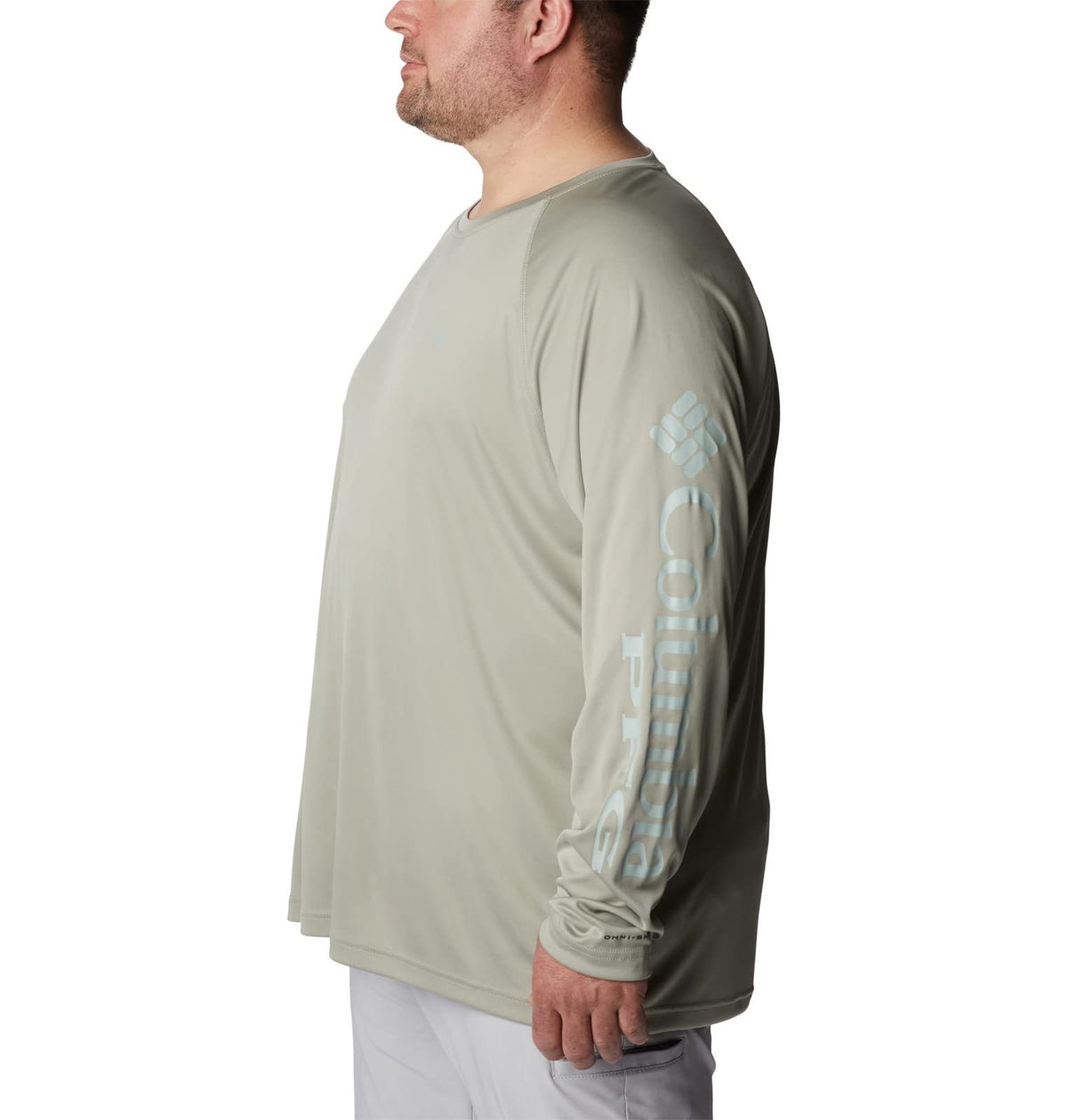 Columbia Men's Terminal Tackle Long Sleeve Shirt, Safari/Cool Green Logo, 3X Tall