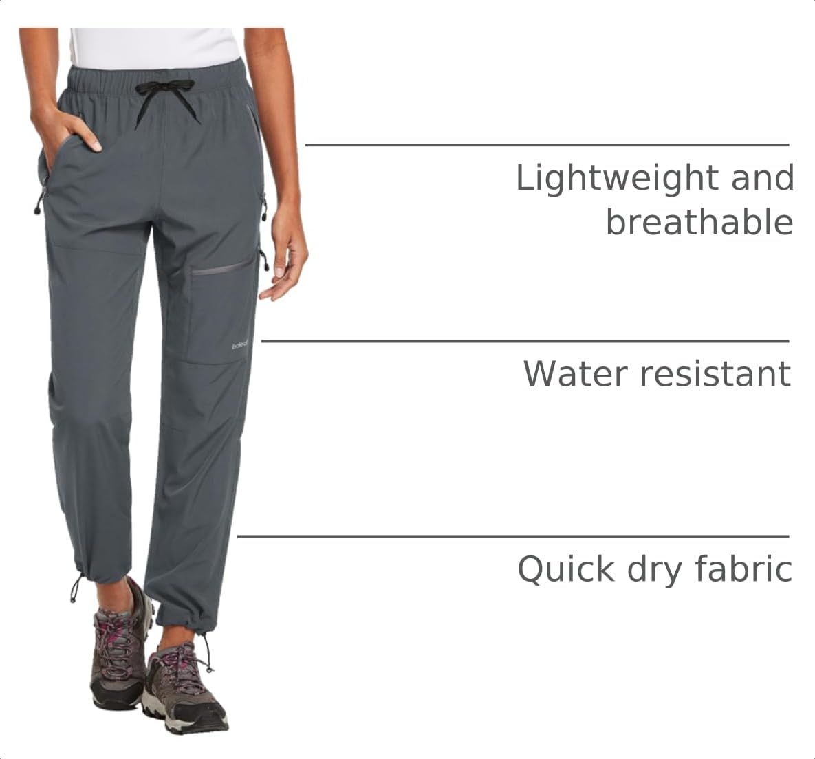 baleaf Travel Pants Women Hiking Long Tall Lightweight Quick Dry Water Resistant Cargo Pants 31'' Dark Gray Size M