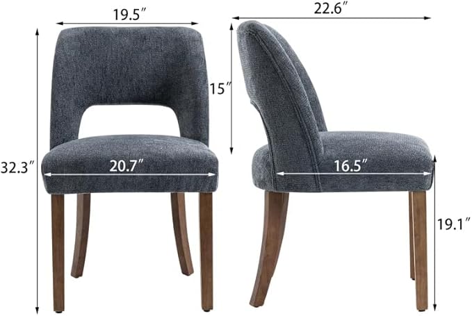 VKNOW Wooden Dining Chairs Set of 2, Modern Fabric Upholstered Dining Room Chair Kitchen Chairs, Farmhouse Dinner Chair for Kitchen Dining Room, Navy