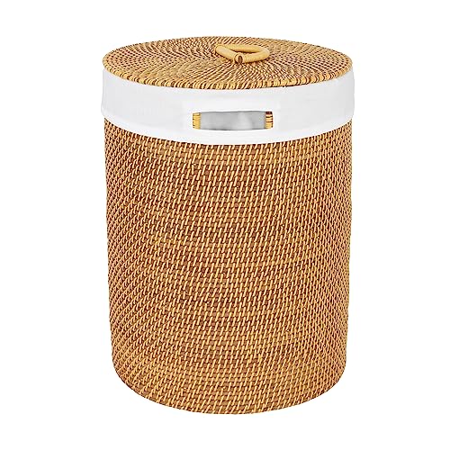 Seville Classics Premium Natural Handwoven Portable Laundry Bin Basket with Carrying Handles - color: Natural Water Hyacinth, size: Rectangular Hamper