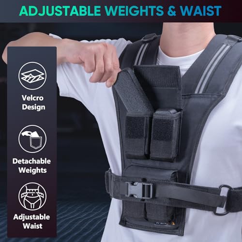 APEXUP Adjustable Weighted Vest Men 20lbs/30lbs/40lbs Weights with Reflective Stripe, Weight Vest Woman Workout Vest for Strength Training Running Walking